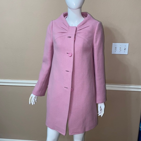 Kate Spade "Forever" Pea Coat  Etta Pink Wool with Vintage Bow Design - Picture 3 of 15